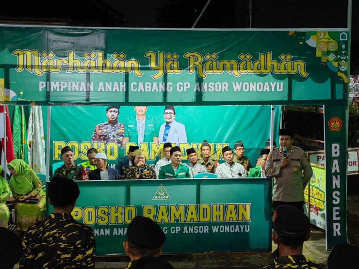 Polsek Wonoayu Hadiri Pembukaan Posko Ramadhan Ansor